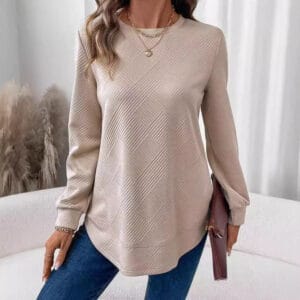 Stylish Women's Crew Neck Long Sleeve Casual Shirt – Perfect for Every Occasion