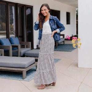 Polka Dot Tiered Maxi Skirt for Women