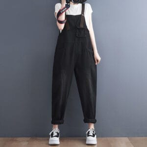 Women's Black Denim Overalls