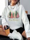 Women's Merry Christmas Tree Graphic Pullover Sweatshirt
