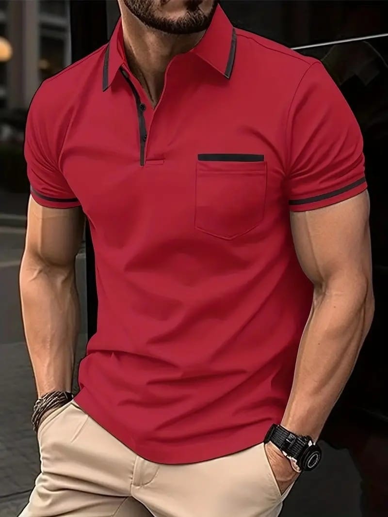 Men's Summer Polo Shirt with Button Pocket - Image 3