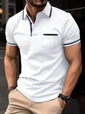 Men's Summer Polo Shirt with Button Pocket