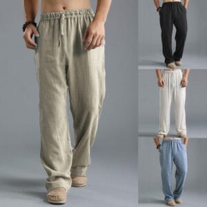 Men's Breathable Linen Casual Sports Pants - Lightweight Comfort