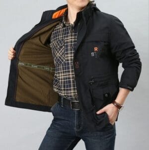 Men’s Casual Jacket – Contrast Lining with Printed Details