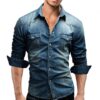 Men's Slim Fit Denim Shirt Long Sleeve