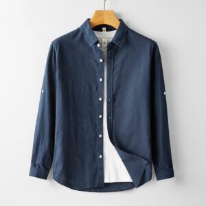 Men's cotton linen blend shirt long sleeve