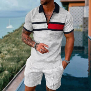 Men's polo shirt shorts set two piece