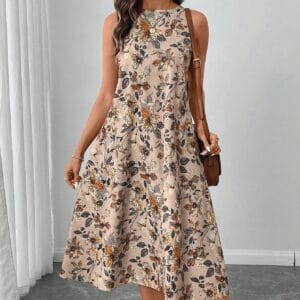 Flirty retro floral midi dress casual