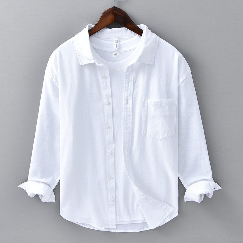 Best Long Sleeve Cotton Linen Shirts Men - Image 7