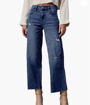 Straight leg women's high waisted loose jeans