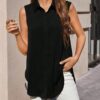 Simple Black Sleeveless Blouse