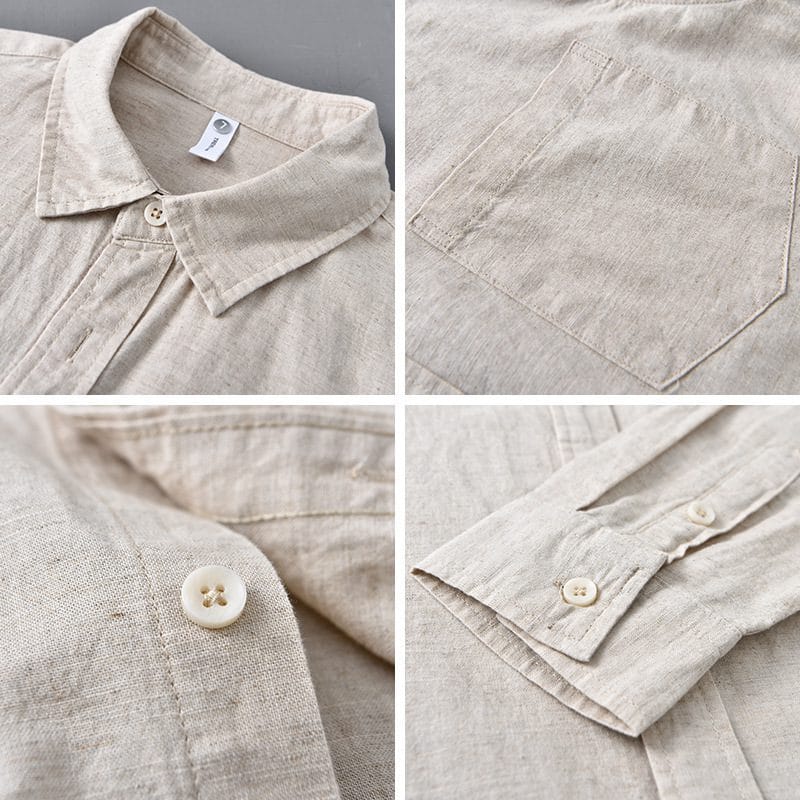Best Long Sleeve Cotton Linen Shirts Men - Image 5