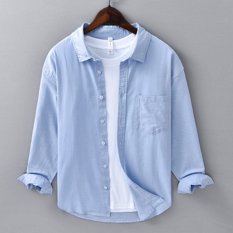 Best Long Sleeve Cotton Linen Shirts Men - Image 3