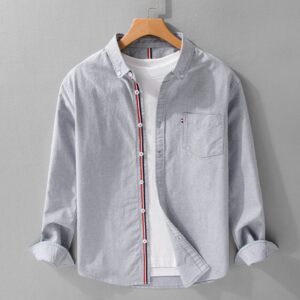 Men's Cotton Blend Cardigan Shirt Long Sleeve