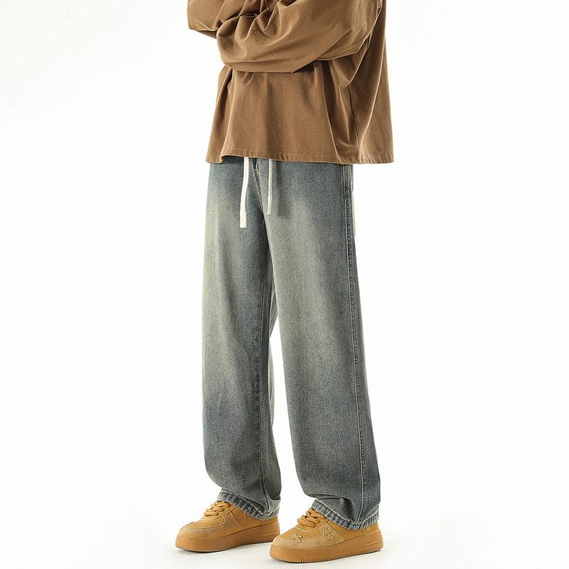 Men's Wide Leg Cotton Drawstring Pants - Casual Relaxed Fit