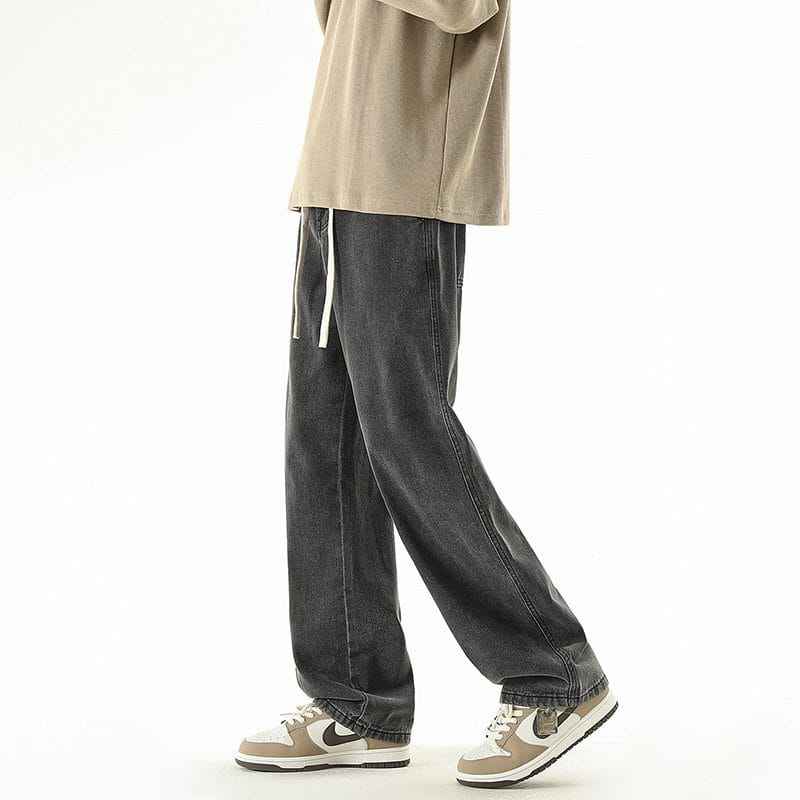 Men's Wide Leg Cotton Drawstring Pants - Casual Relaxed Fit