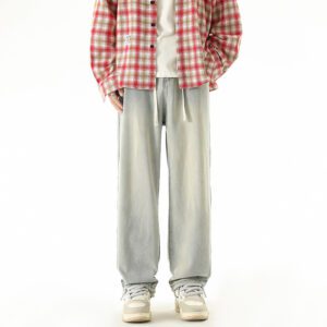 Men's Wide Leg Cotton Pants Casual Relaxed Fit