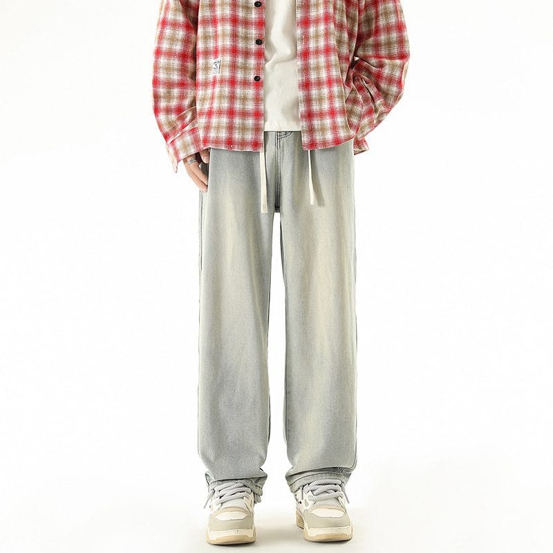 Men's Wide Leg Cotton Pants Casual Relaxed Fit