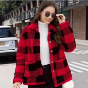 Womens Plaid Sherpa Jacket