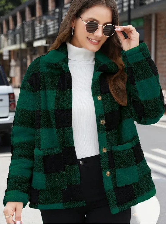 Women’s Plaid Sherpa Jacket - Image 4