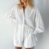 Cotton Button-Up Shirt and Shorts Set