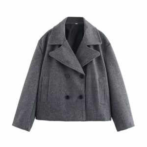 Women’s Petite Double-Breasted Short Coat