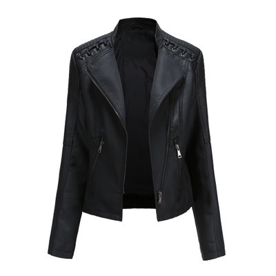 Women’s Leather Jacket with Lace-Up Shoulders - Image 4