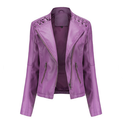 Women’s Leather Jacket with Lace-Up Shoulders - Image 7
