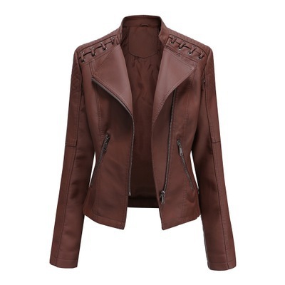 Women’s Leather Jacket with Lace-Up Shoulders - Image 9
