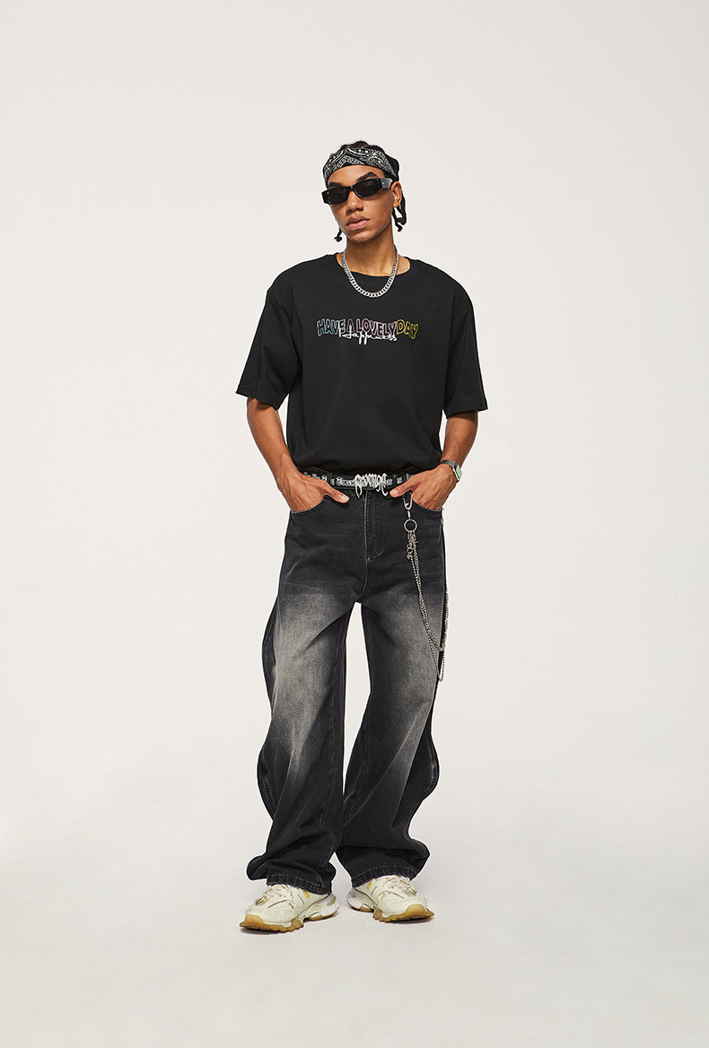 Men’s Loose Fit Washed Gradient Denim Pants - Image 6