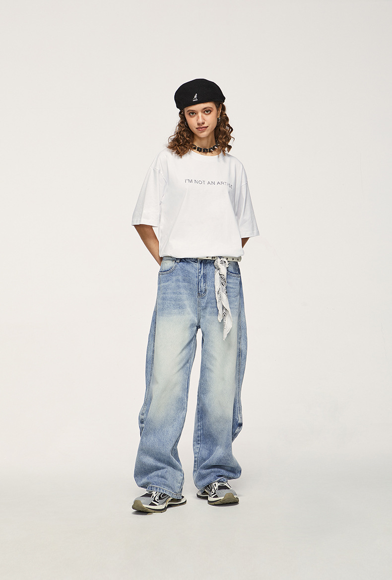 Men’s Loose Fit Washed Gradient Denim Pants - Image 5