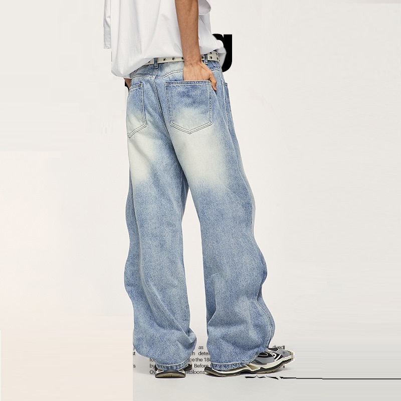 Men’s Loose Fit Washed Gradient Denim Pants - Image 2