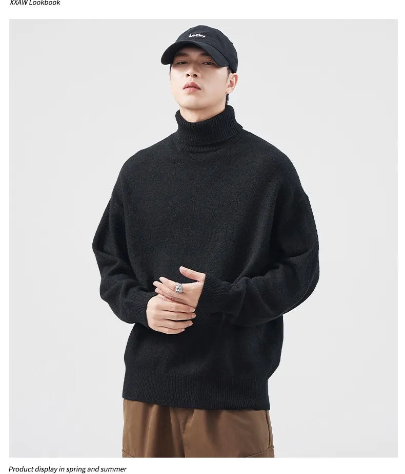 Men's Loose Fit Turtleneck Sweater – Warm Winter Pullover