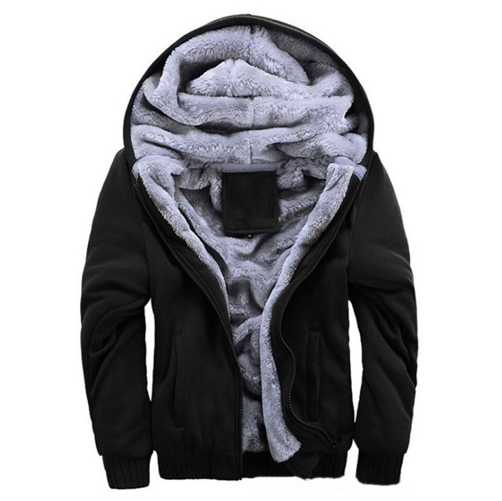 Men’s Heavyweight Sherpa-Lined Winter Hoodie – Full-Zip Cotton Blend, Casual Fit