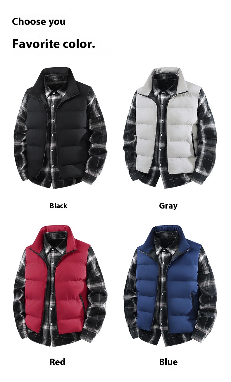 Men’s Slim Fit Corduroy Puffer Vest – Thickened Winter Gile