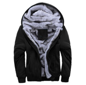 Men’s Heavyweight Sherpa-Lined Winter Hoodie – Full-Zip Relaxed Fit Thermal Fleece Jacket