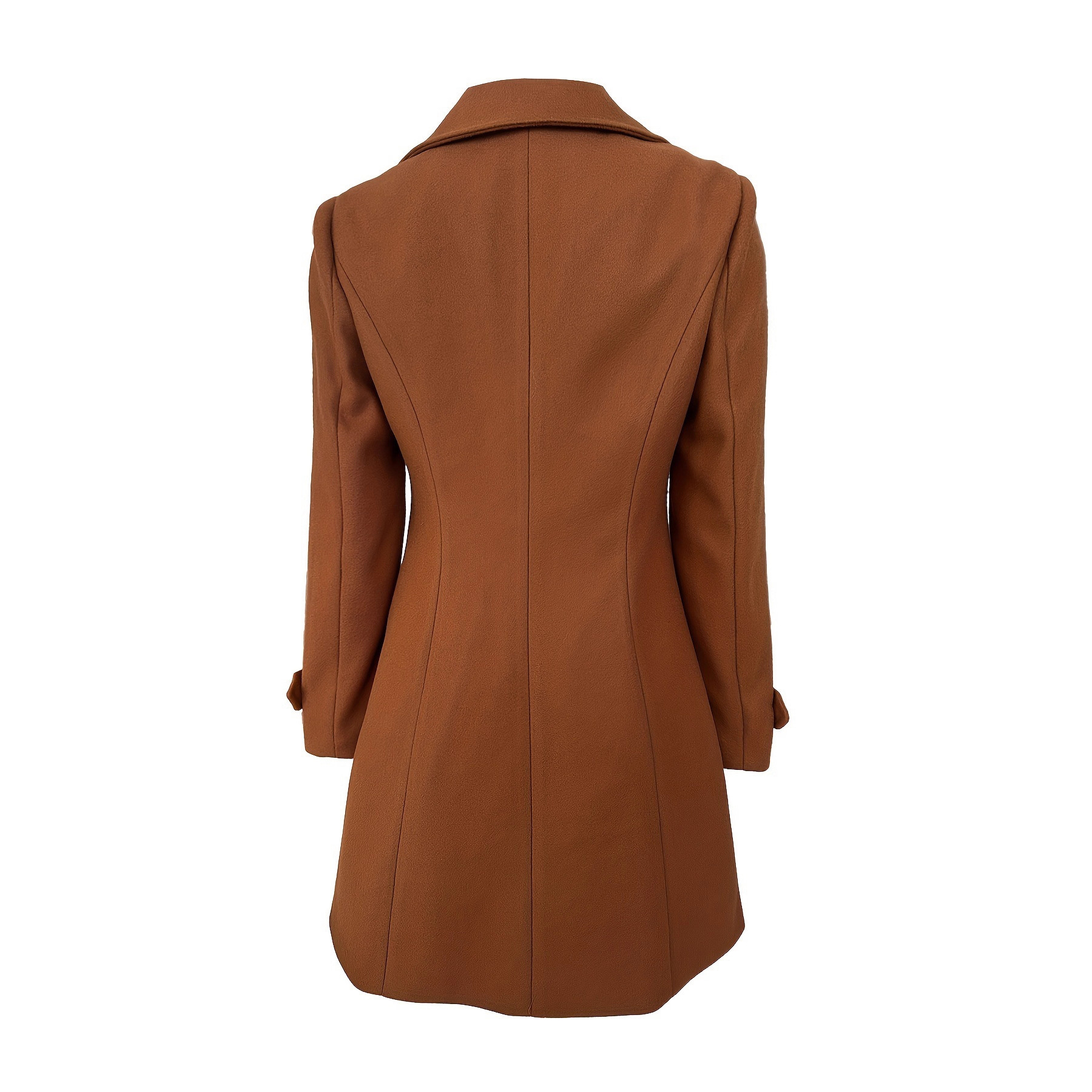 Women's Classic Camel Double Breasted Wool Winter Coat - Image 3