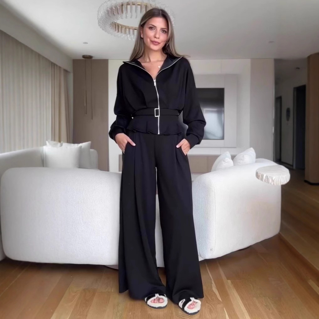 Elegant Belted Wide-Leg Two-Piece Set - Image 6