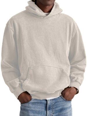 Men's Heavyweight Loose Fit Hoodie – Blank Vintage Plus Size Streetwear Sweatshirt