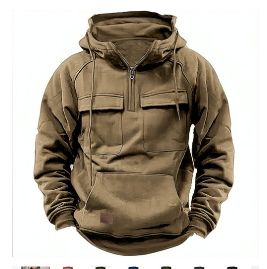 Men's Quarter-Zip Cargo Hoodie - Image 9