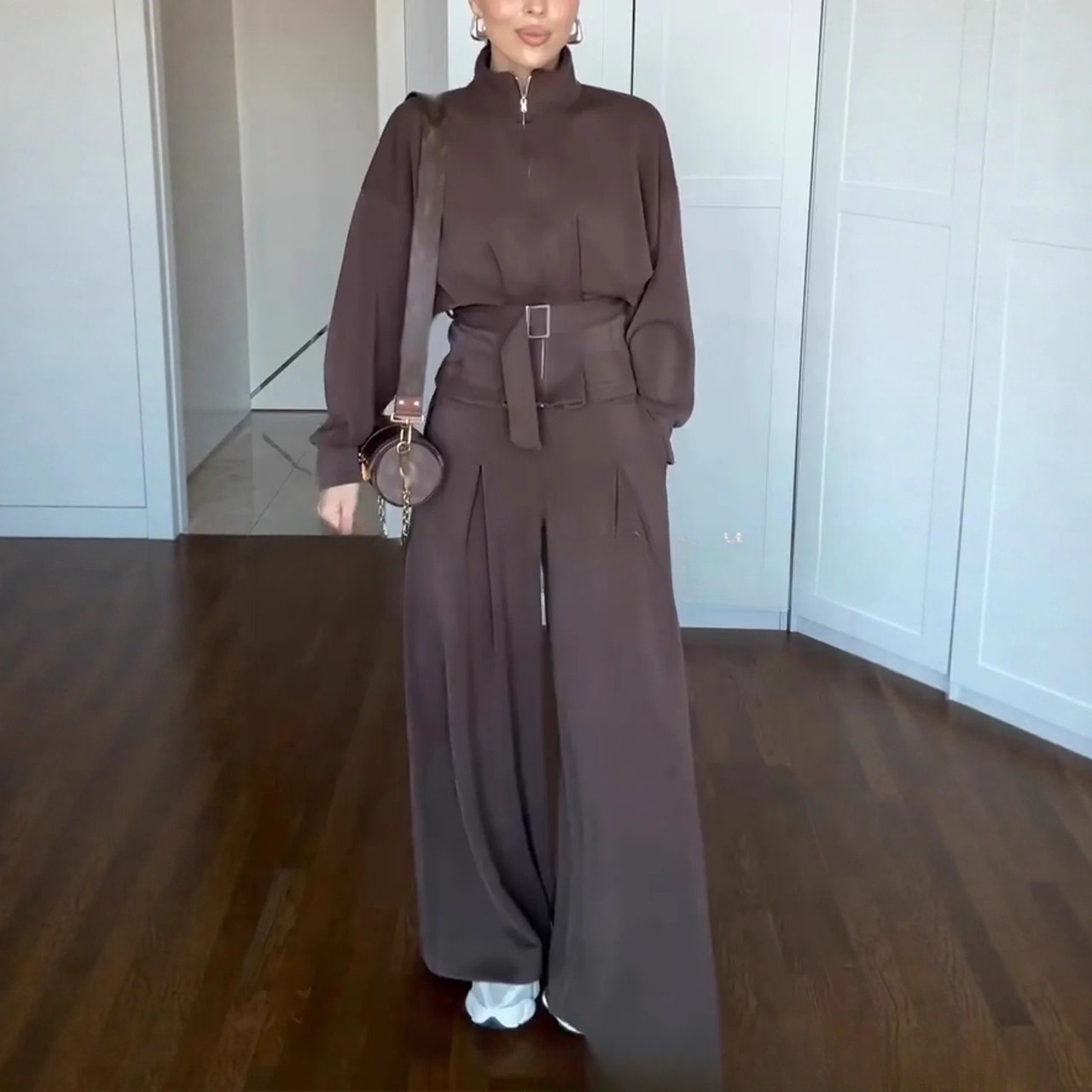 Elegant Belted Wide-Leg Two-Piece Set - Image 2