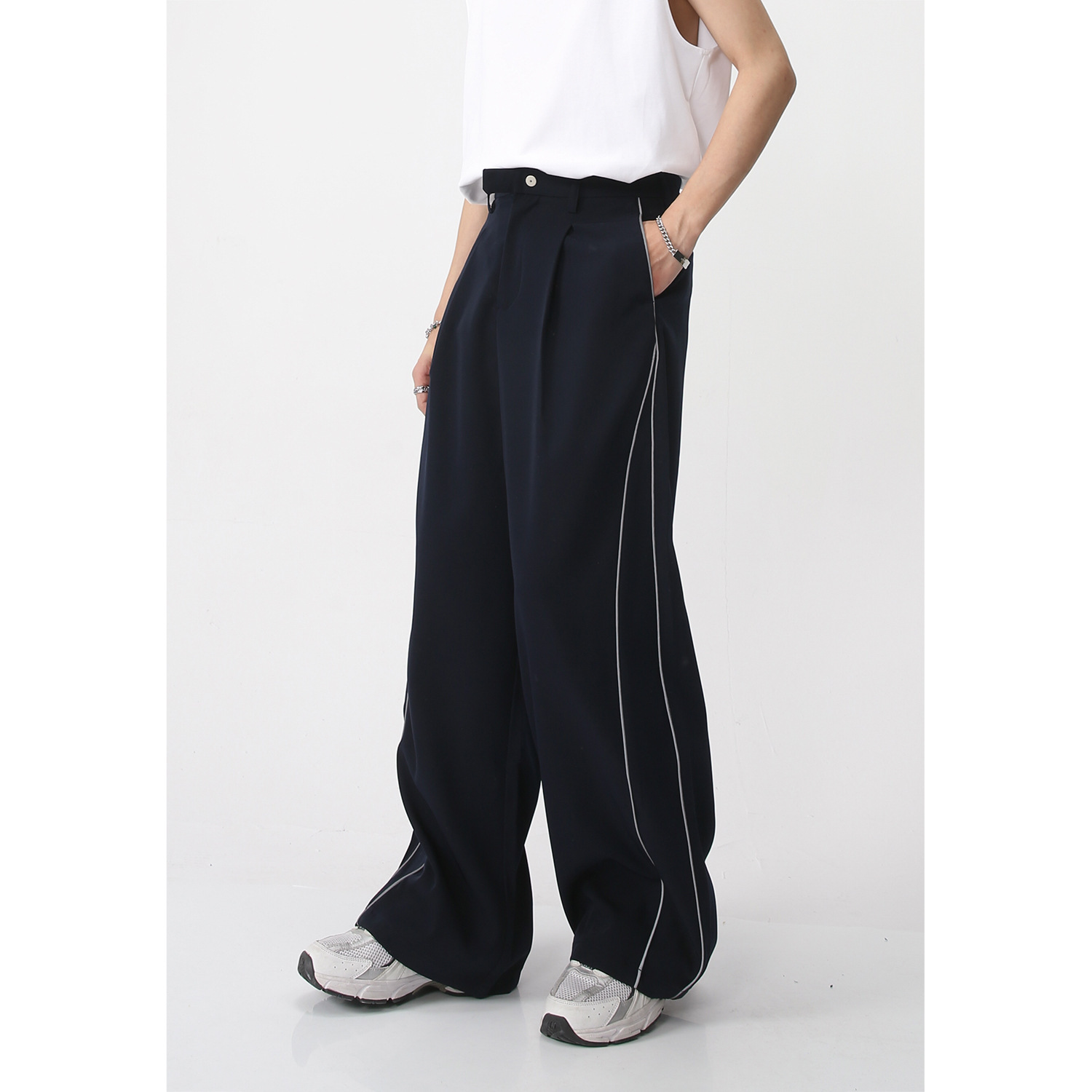 Men’s Baggy Straight-Leg Pants - Loose Fit Side-Stripe Streetwear Trousers - Image 8