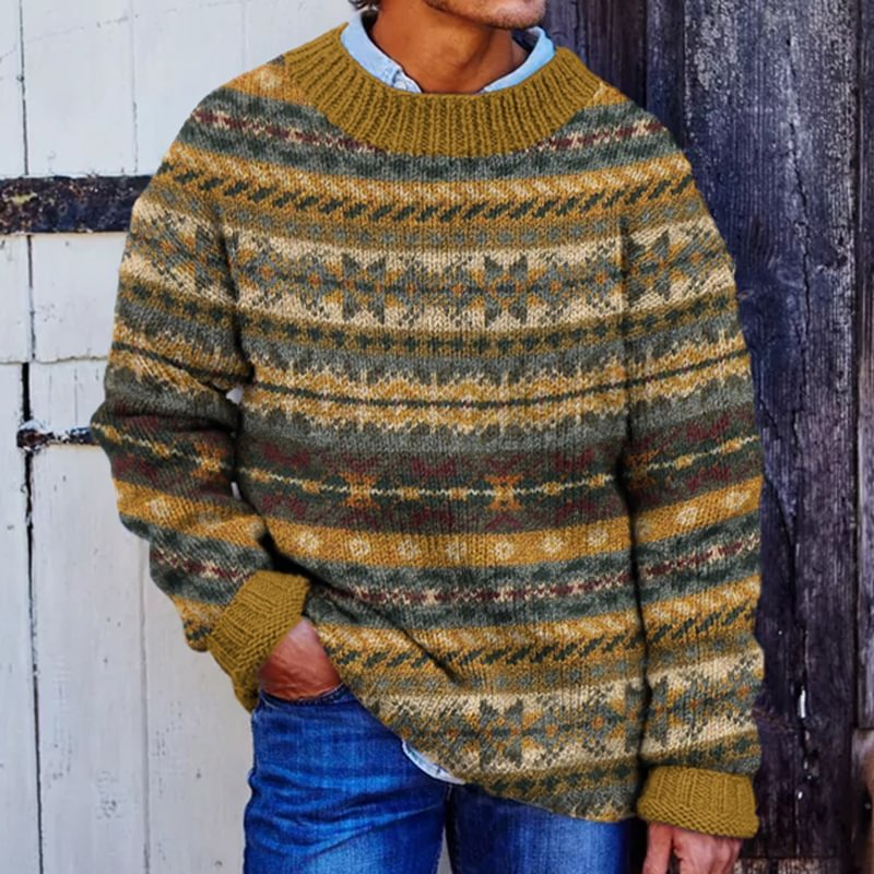 Men's Fair Isle Crewneck Pullover Sweater - Image 7