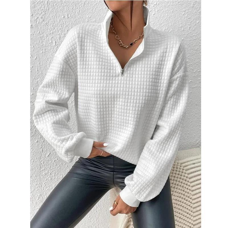 Women's White Quarter-Zip Long Sleeve Pullover - Image 6