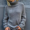 Women's mock neck sweater - Elegant Gray Pullover