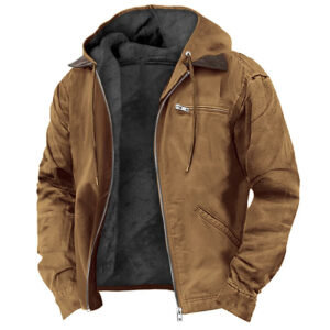 Men's Fleece-Lined Hooded Canvas Jacket