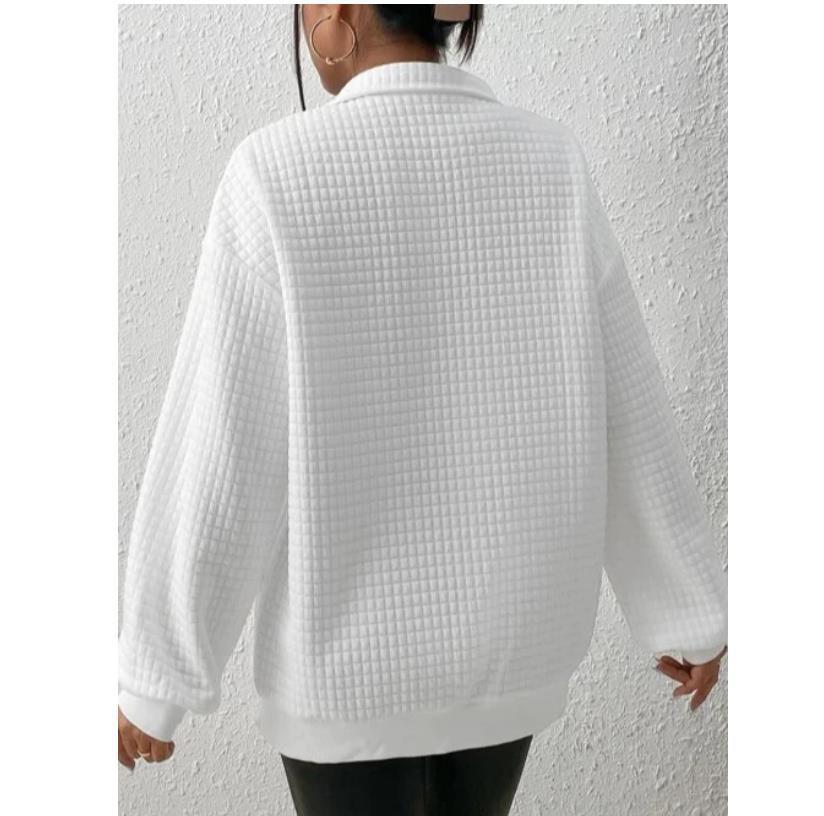 Women's White Quarter-Zip Long Sleeve Pullover - Image 7