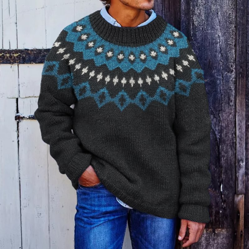 Men's Fair Isle Crewneck Pullover Sweater - Image 8