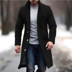 Men's British Style Winter Overcoat – Slim Fit Woolen Leisure Jacket