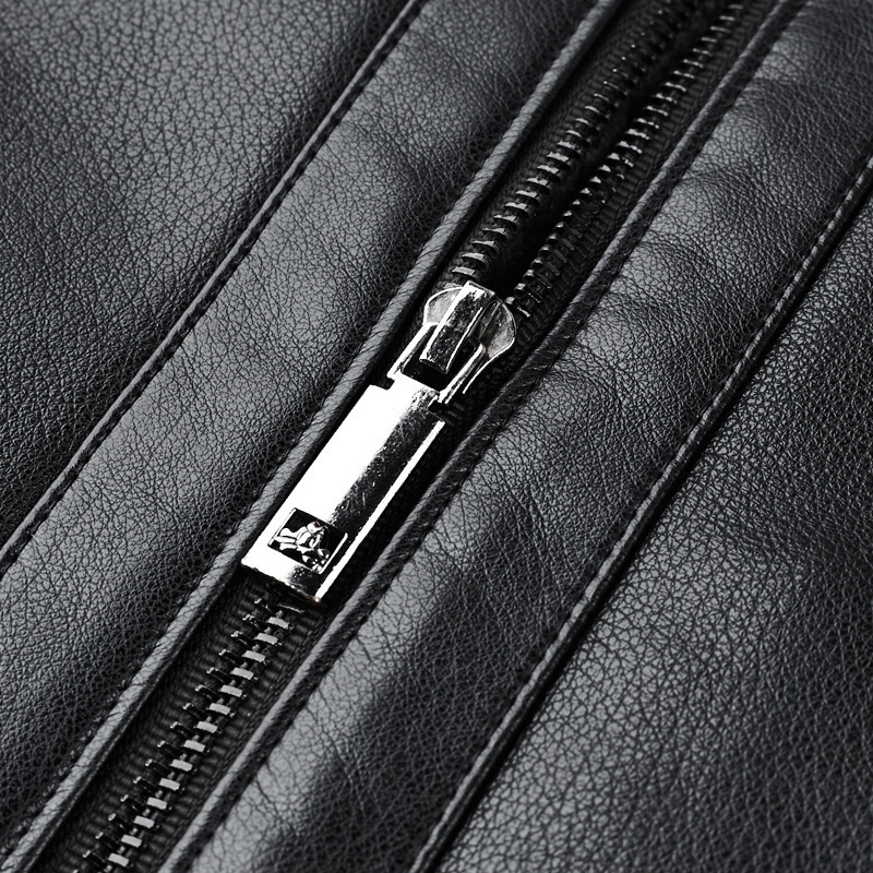 Men’s Classic Fleece-Lined Winter Leather Jacket with Faux Fur Collar - Image 4